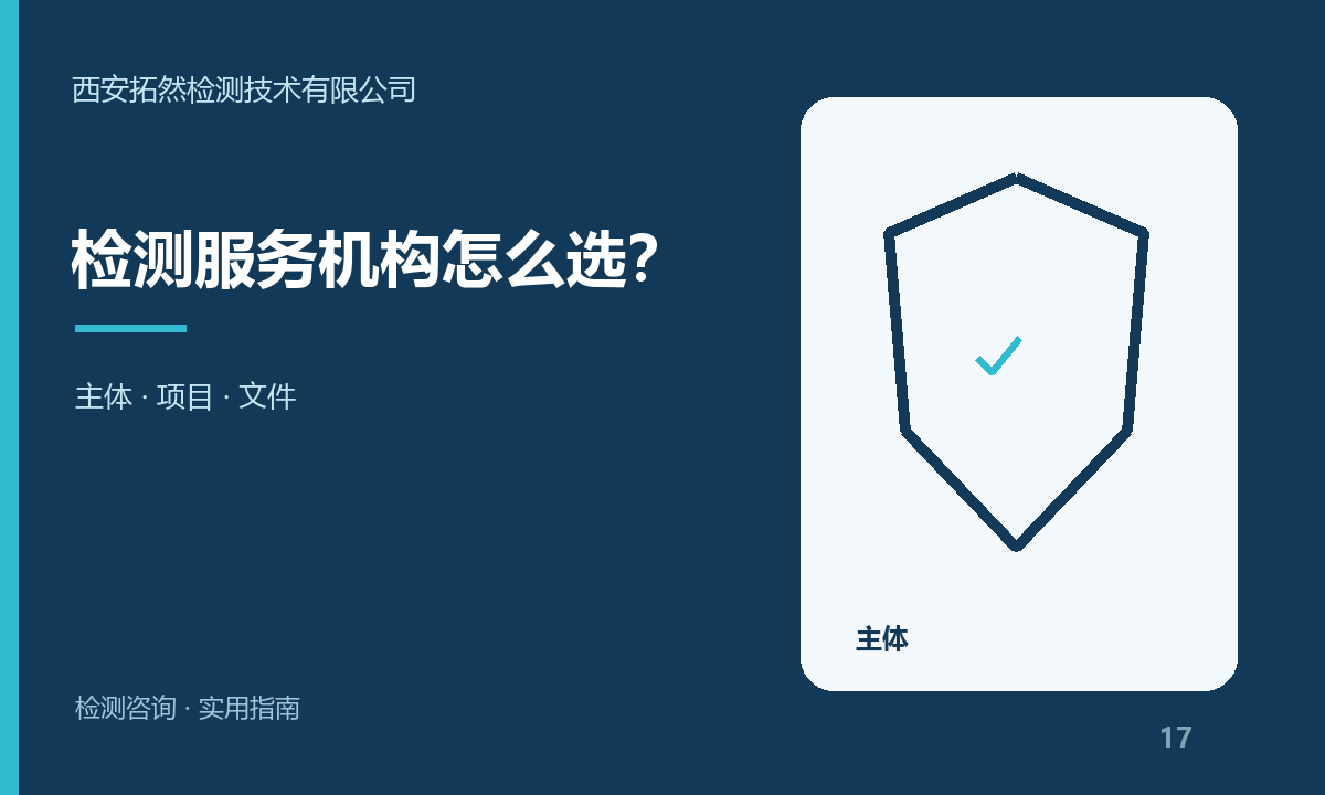 选择检测服务机构看什么？西安企业咨询核对指南：主题信息图
